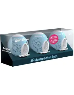 SATISFYER 3 HUEVOS MASTURBADORES SAVAGE 2