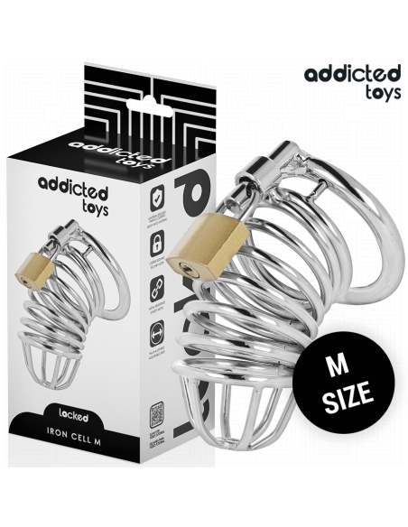 ADDICTED TOYS LOCKED IRON CELL JAULA PARA PENE DE METAL TALLA M