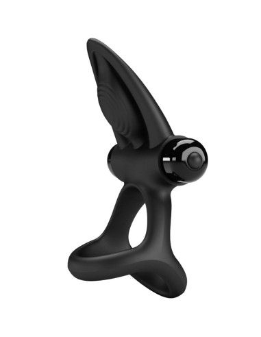 PRETTY LOVE ANILLO VIBRADOR 10 VIBRACIONES SILICONA NEGRO