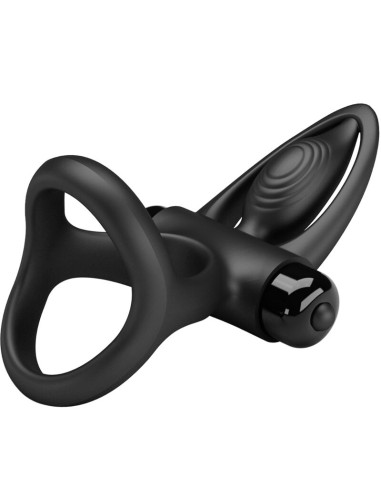 PRETTY LOVE ANILLO VIBRADOR 10 VIBRACIONES SILICONA NEGRO