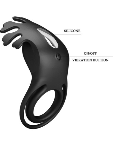 PRETTY LOVE RUBEN ANILLO VIBRADOR 7 VIBRACIONES SILICONA NEGRO