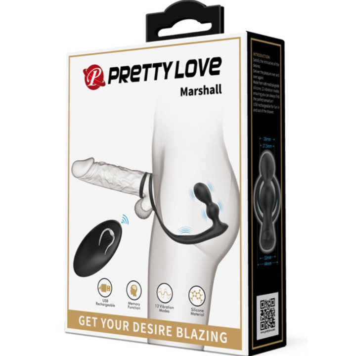 PRETTY LOVE MARSHALL ANILLO PARA PENE PLUG ANAL VIBRATORIO CONTROL REMOTO