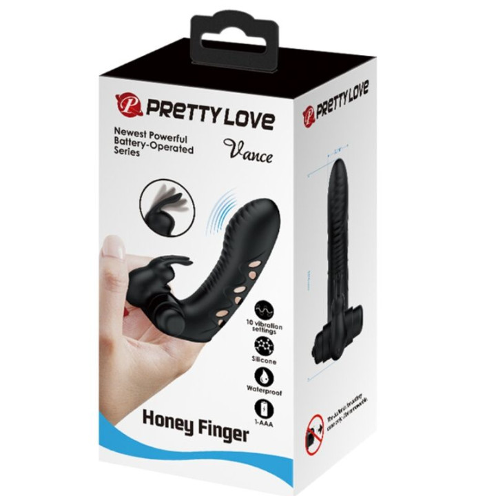 PRETTY LOVE VANCE FUNDA DEDO VIBRADOR CONEJO NEGRO