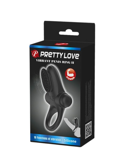 PRETTY LOVE ANILLO VIBRADOR II PARA PENE NEGRO PRETTY LOVE ANILLO VIBRADOR II PARA PENE NEGRO