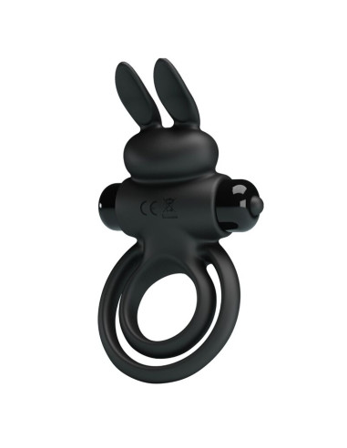PRETTY LOVE ANILLO VIBRADOR III CONEJO PARA PENE NEGRO