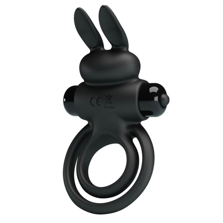 PRETTY LOVE ANILLO VIBRADOR III CONEJO PARA PENE NEGRO
