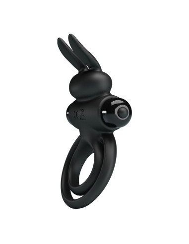 PRETTY LOVE ANILLO VIBRADOR III CONEJO PARA PENE NEGRO