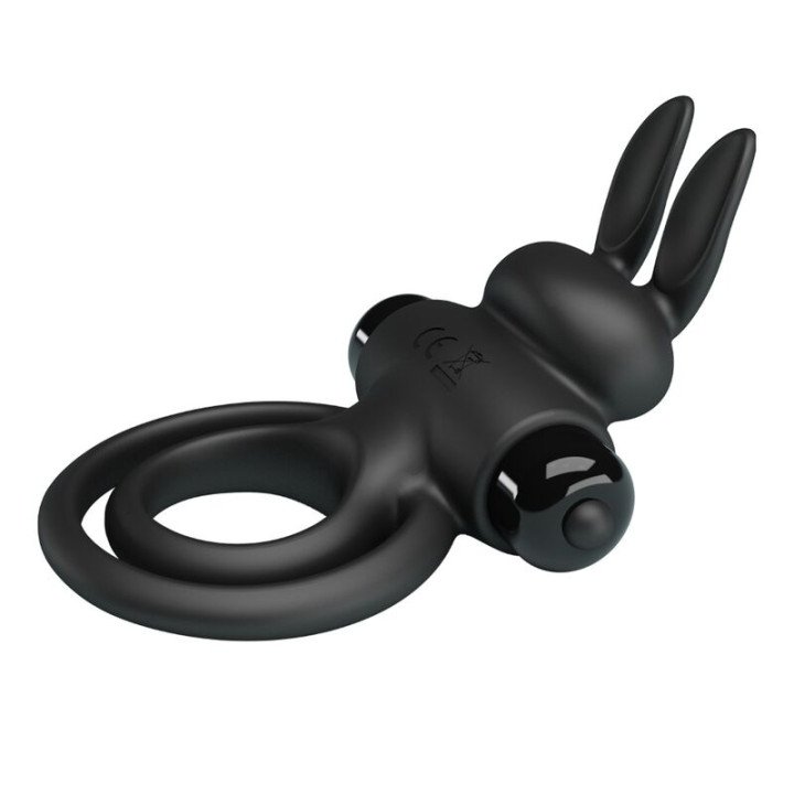 PRETTY LOVE ANILLO VIBRADOR III CONEJO PARA PENE NEGRO