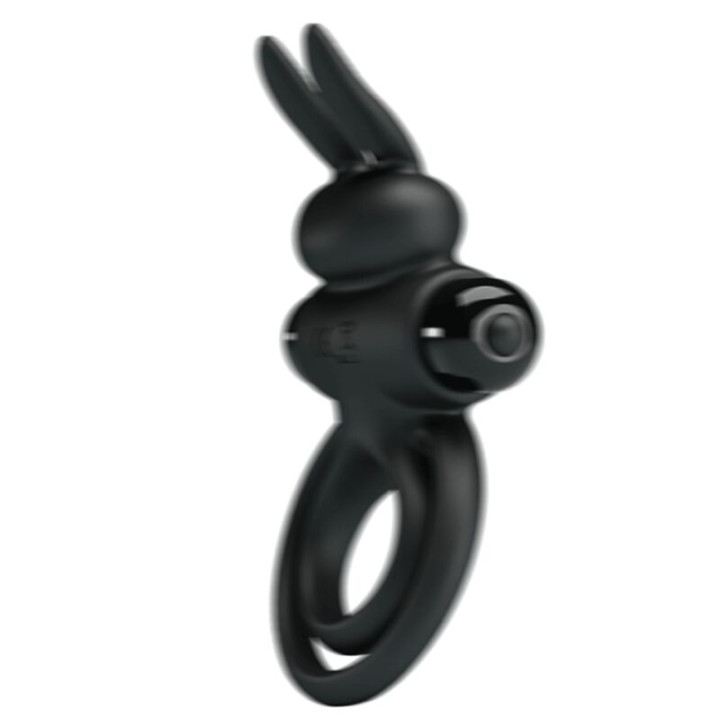 PRETTY LOVE ANILLO VIBRADOR III CONEJO PARA PENE NEGRO