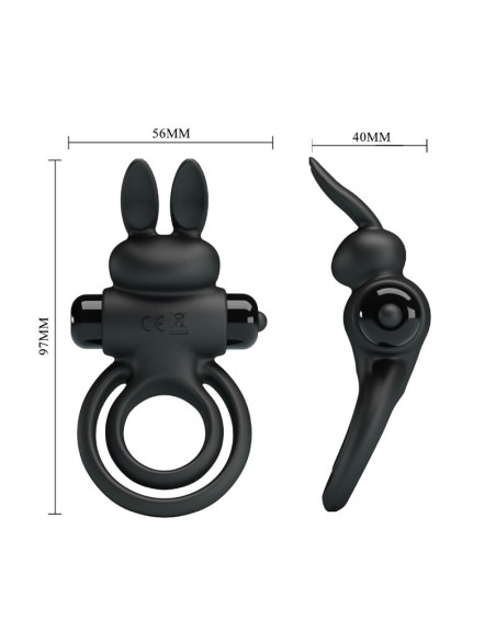 PRETTY LOVE ANILLO VIBRADOR III CONEJO PARA PENE NEGRO PRETTY LOVE ANILLO VIBRADOR III CONEJO PARA PENE NEGRO