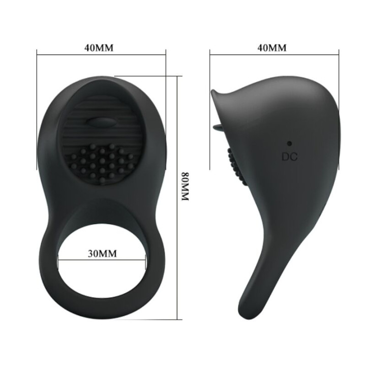 PRETTY LOVE ANILLO VIBRADOR PARA PENE CON LENGUA NEGRO