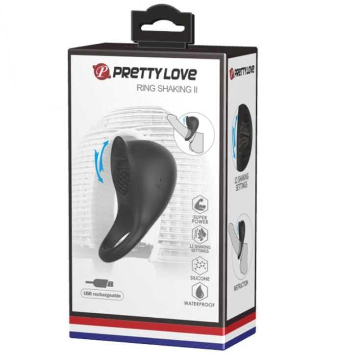 PRETTY LOVE ANILLO VIBRADOR PARA PENE CON LENGUA NEGRO