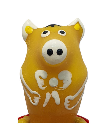 CONDOMERIE PRESERVATIVO DECORATIVO PINTADO A MANO CERDO SENTADO AMARILLO