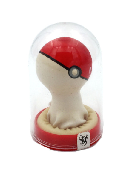 CONDOMERIE PRESERVATIVO DECORATIVO PINTADO A MANO POKEBOLA ROJO BLANCO