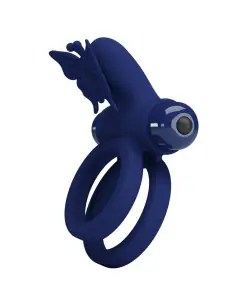 PRETTY LOVE JAMELE DOBLE ANILLO CON VIBRACION ESTIMULADOR MARIPOSA AZUL 2