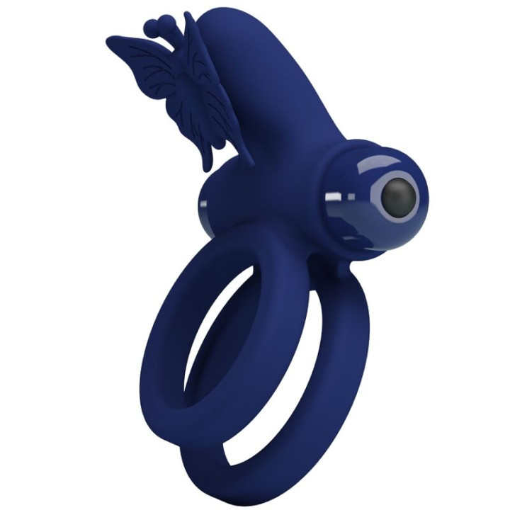 PRETTY LOVE JAMELE DOBLE ANILLO CON VIBRACION ESTIMULADOR MARIPOSA AZUL