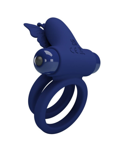 PRETTY LOVE JAMELE DOBLE ANILLO CON VIBRACION ESTIMULADOR MARIPOSA AZUL
