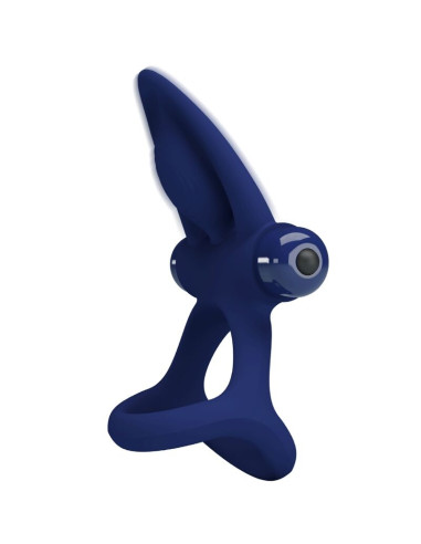 PRETTY LOVE MAT DOBLE ANILLO CON VIBRACION ESTIMULADOR AZUL