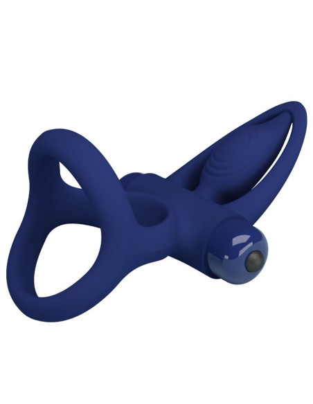PRETTY LOVE MAT DOBLE ANILLO CON VIBRACION ESTIMULADOR AZUL