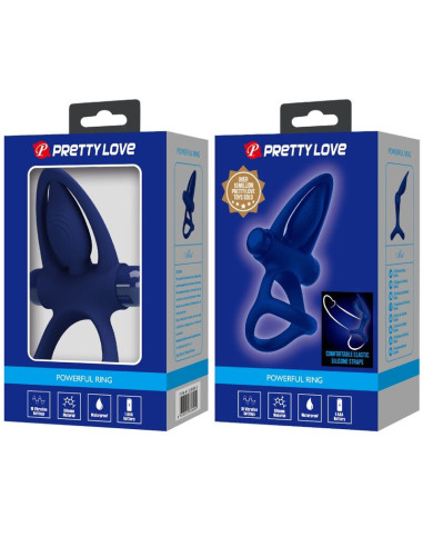 PRETTY LOVE MAT DOBLE ANILLO CON VIBRACION ESTIMULADOR AZUL