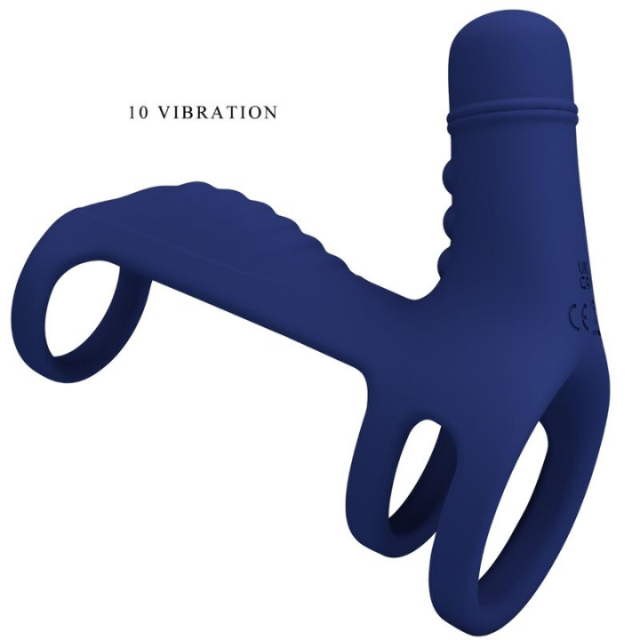PRETTY LOVE ELISH ANILLO VIBRADOR CON EXTENSION AZUL