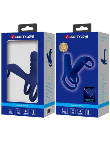 PRETTY LOVE ELISH ANILLO VIBRADOR CON EXTENSION AZUL