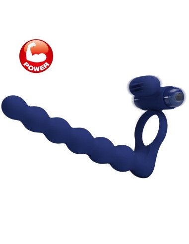 PRETTY LOVE AJMAL ANILLO VIBRADOR CON PLUG AZUL