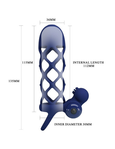 PRETTY LOVE GIANN ANILLO VIBRADOR CON FUNDA DE SILICONA AZUL