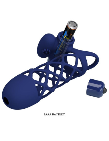 PRETTY LOVE GIANN ANILLO VIBRADOR CON FUNDA DE SILICONA AZUL