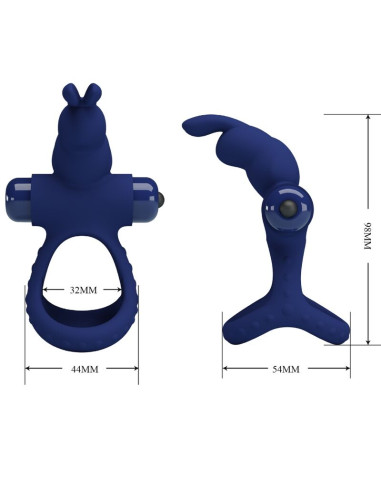 PRETTY LOVE LUCHITO DOBLE ANILLO VIBRADOR RABBIT AZUL