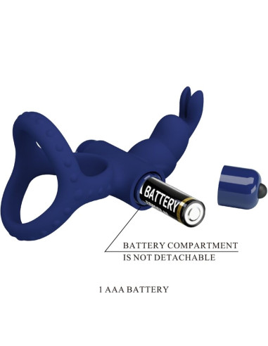 PRETTY LOVE LUCHITO DOBLE ANILLO VIBRADOR RABBIT AZUL