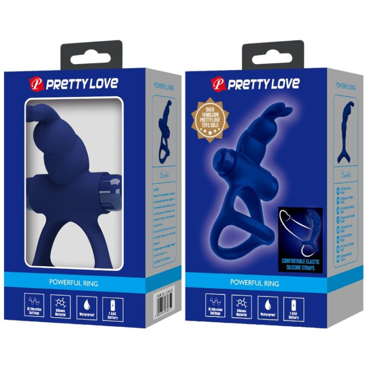 PRETTY LOVE LUCHITO DOBLE ANILLO VIBRADOR RABBIT AZUL