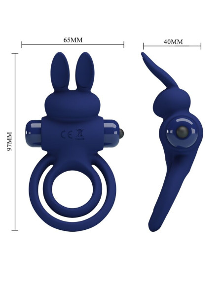 PRETTY LOVE DAREY DOBLE ANILLO VIBRADOR RABBIT AZUL