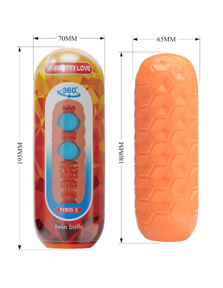 PRETTY LOVE TWIN BALLS MASTURBADOR MASCULINO NARANJA PRETTY LOVE TWIN BALLS MASTURBADOR MASCULINO NARANJA