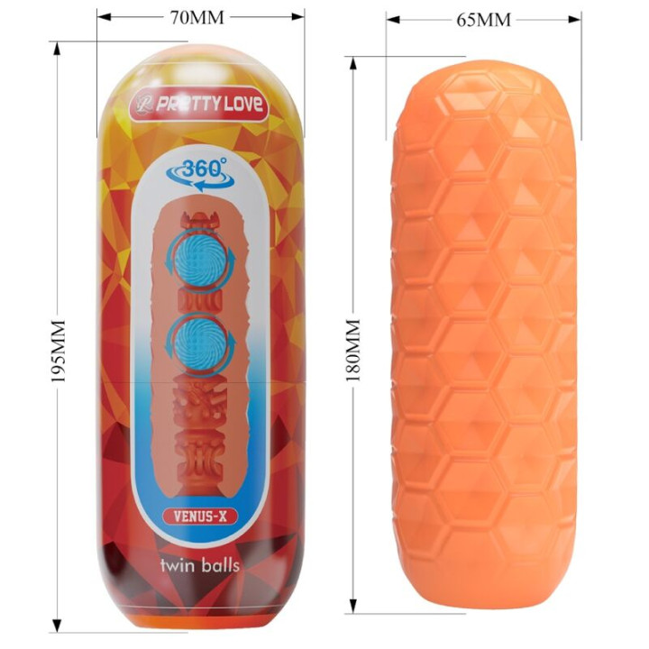 PRETTY LOVE TWIN BALLS MASTURBADOR MASCULINO NARANJA
