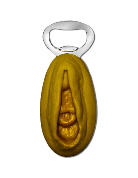 DIABLO PICANTE ABRIDOR PLATEADO CON FORMA VAGINA DORADA