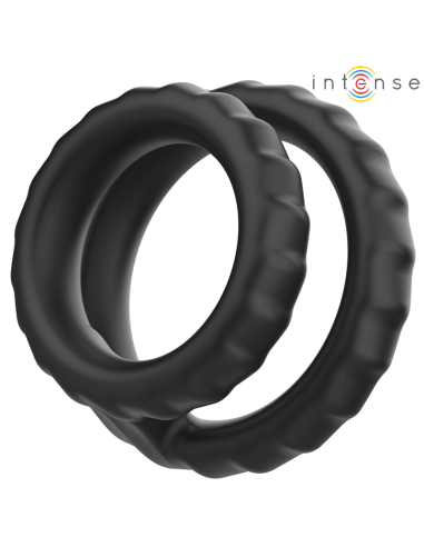 INTENSE DEWEY ANILLO DOBLE PARA PENE SILICONA NEGRO MODELO 2
