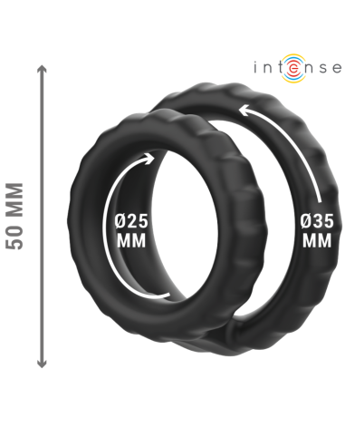 INTENSE DEWEY ANILLO DOBLE PARA PENE SILICONA NEGRO MODELO 2