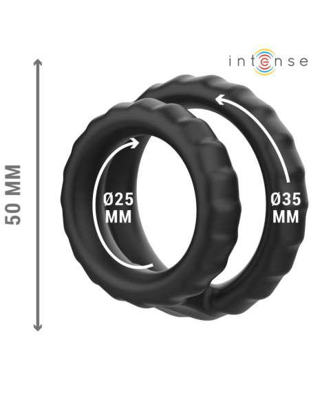 INTENSE DEWEY ANILLO DOBLE PARA PENE SILICONA NEGRO MODELO 2 INTENSE DEWEY ANILLO DOBLE PARA PENE SILICONA NEGRO MODELO 2