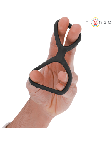 INTENSE DEWEY ANILLO DOBLE PARA PENE SILICONA NEGRO MODELO 2