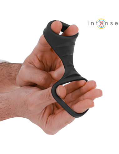 INTENSE THEO ANILLO DOBLE PARA PENE SILICONA NEGRO MODELO 3