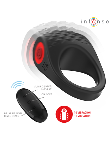 INTENSE CLOVER ANILLO VIBRADOR PENE 10 VIBRACIONES NEGRO