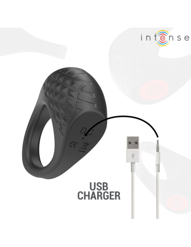 INTENSE CLOVER ANILLO VIBRADOR PENE 10 VIBRACIONES NEGRO