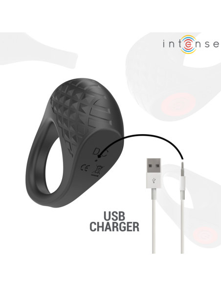 INTENSE CLOVER ANILLO VIBRADOR PENE 10 VIBRACIONES NEGRO