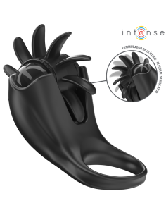 INTENSE MABEL ANILLO VIBRADOR 10 VIBRACIONES CON ESTIMULADOR DE CLITORIS NEGRO
