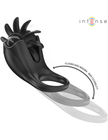 INTENSE MABEL ANILLO VIBRADOR 10 VIBRACIONES CON ESTIMULADOR DE CLITORIS NEGRO
