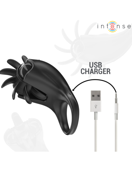 INTENSE MABEL ANILLO VIBRADOR 10 VIBRACIONES CON ESTIMULADOR DE CLITORIS NEGRO INTENSE MABEL ANILLO VIBRADOR 10 VIBRACIONES CON ESTIMULADOR DE CLITORIS NEGRO