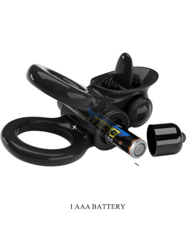 PRETTY LOVE PASSIONATE RING DOBLE ANILLO VIBRADOR ESTIMULADOR CLITORIS NEGRO