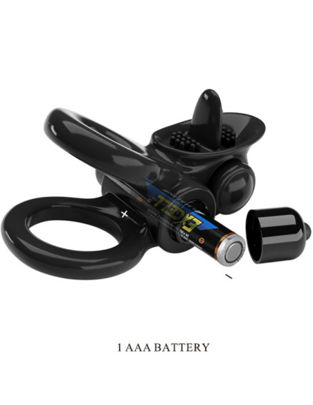 PRETTY LOVE PASSIONATE RING DOBLE ANILLO VIBRADOR ESTIMULADOR CLITORIS NEGRO