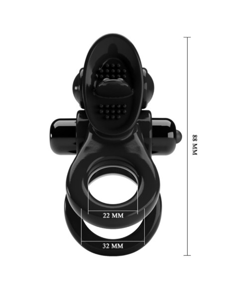 PRETTY LOVE PASSIONATE RING DOBLE ANILLO VIBRADOR ESTIMULADOR CLITORIS NEGRO